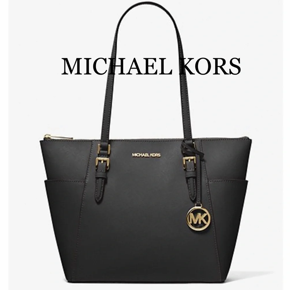 MICHAEL KORS CHARLOTTE LARGE TOP ZIP TOTE BLACK